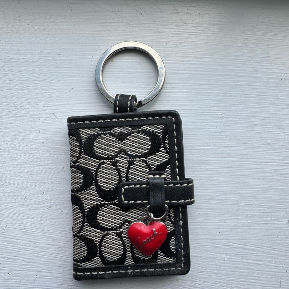 Coach Black and Gray Monogram Key & Card Holder